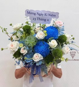 Giỏ Hoa Tone Xanh Dương
